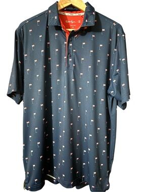 🇺🇸 Patriotic American Flag USA Golf Print Summer Navy Polo Walter Hagen🇺🇸 ⛳️